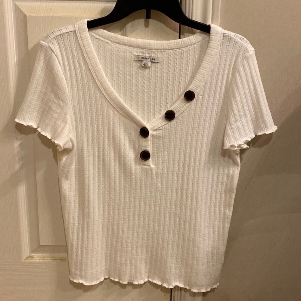 AE V-NECK SHORT SLEEVE SWEATER SIZE L